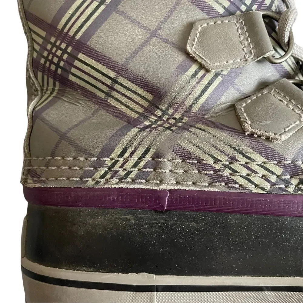 SOREL Women’s 1964 PAC Winter Waterproof Snow Boots Grey Purple Plaid  7 - Picture 13 of 15